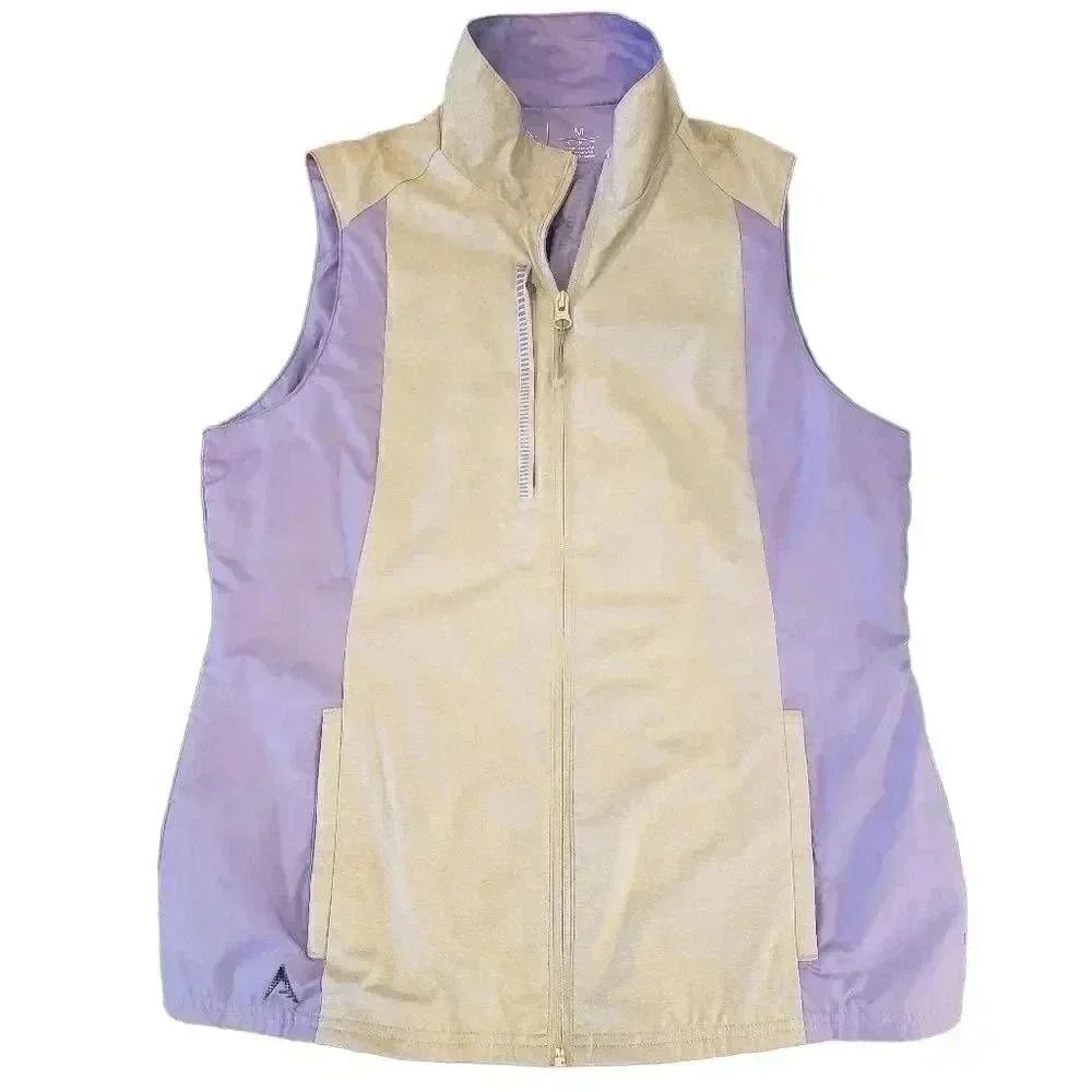 Antigua Women'a Grey/Lavender Poly Full Zip Quilted Golf Vest